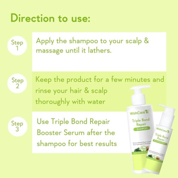 direction of use of WishCare Triple Bond Repair Shampoo