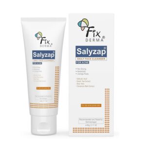 Fixderma Salyzap Daily Face Cleanser tube and box face cleanser Ideal for daily use on oily, acne-prone skin types.