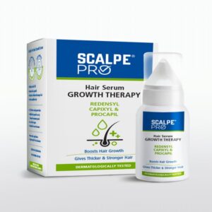 Scalpe Pro Hair Growth Serum bottle and box on white background