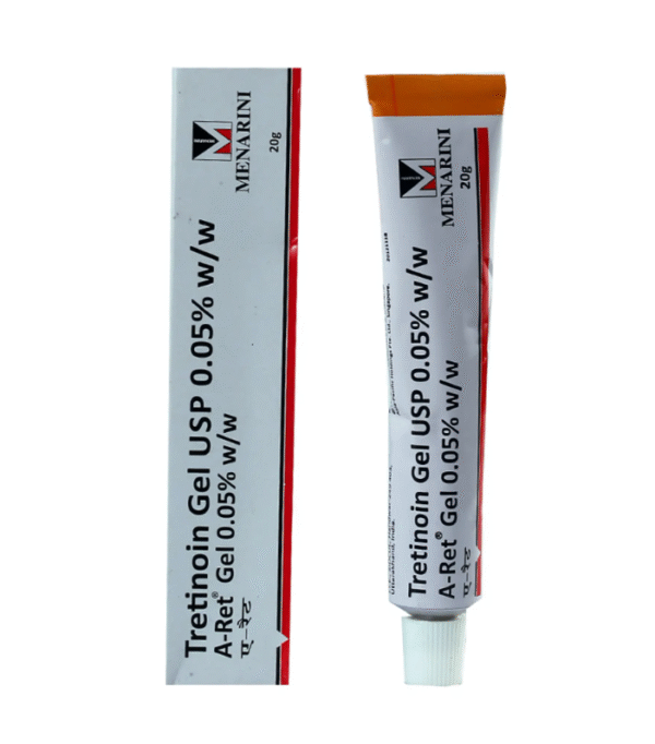 a ret gel packaging box and tube on white paper background